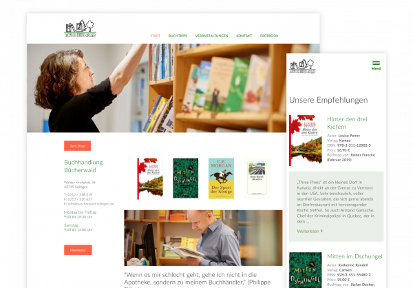 Screenshot: Buchhandlung Bücherwald